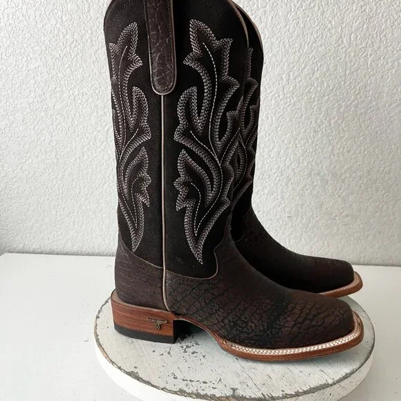 Lane SARATOGA Square Toe Cowboy Boots Dark Brown Western Cowgirl Mid Calf 6 - Picture 2 of 13